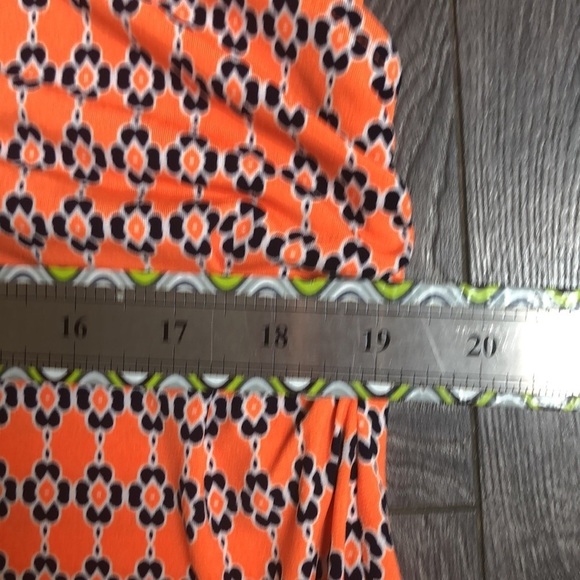 Jones New York Signature Petite Cap Sleeve V neck Orange / black dressSz XL - Picture 11 of 12